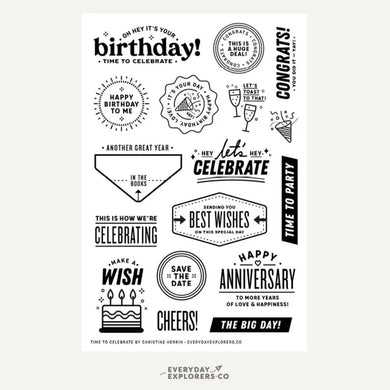 Everyday Explorers | Time to Celebrate 4x6 Clear Stamp Set