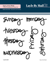 Load image into Gallery viewer, Handwritten Days of the Week 4x4 Stamp Set
