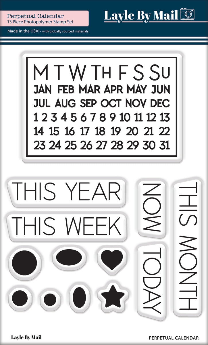 Perpetual Calendar 3x4 Stamp Set – Layle By Mail