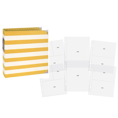 6x8 Yellow Striped Designer Binder + Pocket Pages