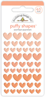 Coral Heart Puffy Shapes Stickers