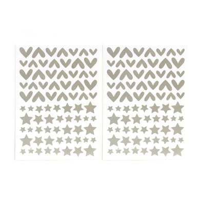 Matte Silver Hearts & Stars Cardstock Stickers