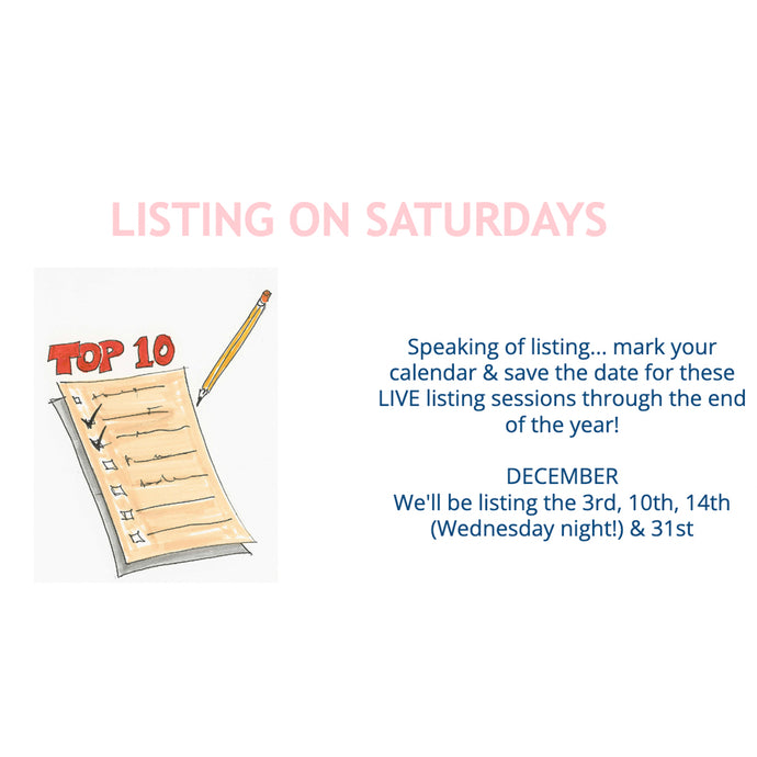 Listing Schedule for December 2022