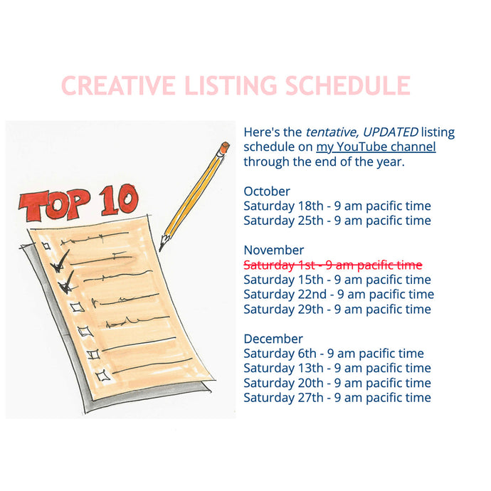 Creative Listing Schedule | October - December 2025