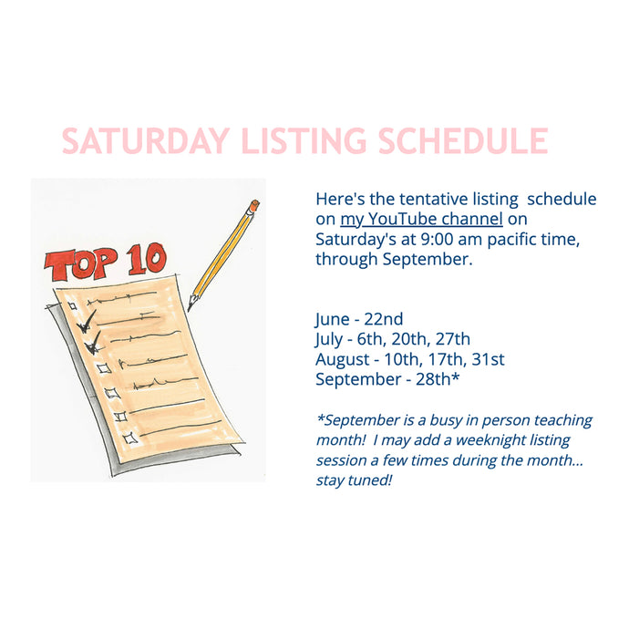 Saturday Listing Schedule - June through September