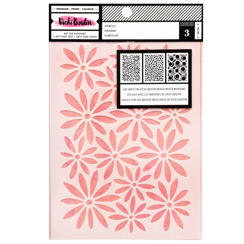 Vicki Boutin Mixed Media | FLORAL 3 Piece Stencil Set