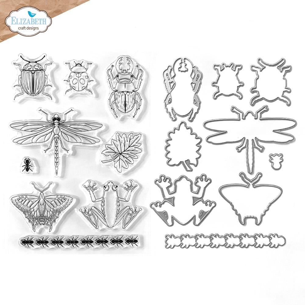 Elizabeth Craft Designs | 6x8 Beetles & Bugs Stamp & Die Set