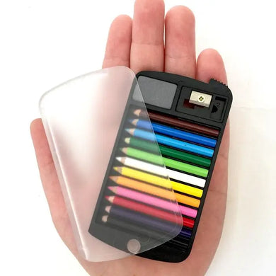 12 Mini Colored Pencils in CLEAR Plastic Card Case