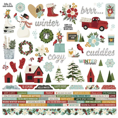Winter Farmhouse 12x12 Cardstock Sticker Sheet