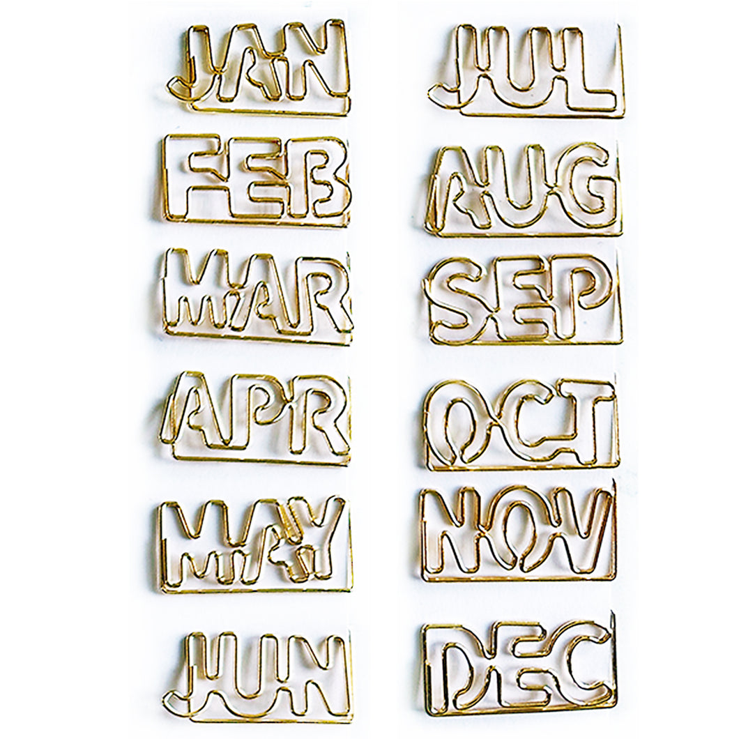12 Months Gold Paperclips Set