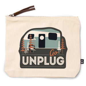 Go Unplug Retro Camper | Go Bag Canvas Zipper Pouch