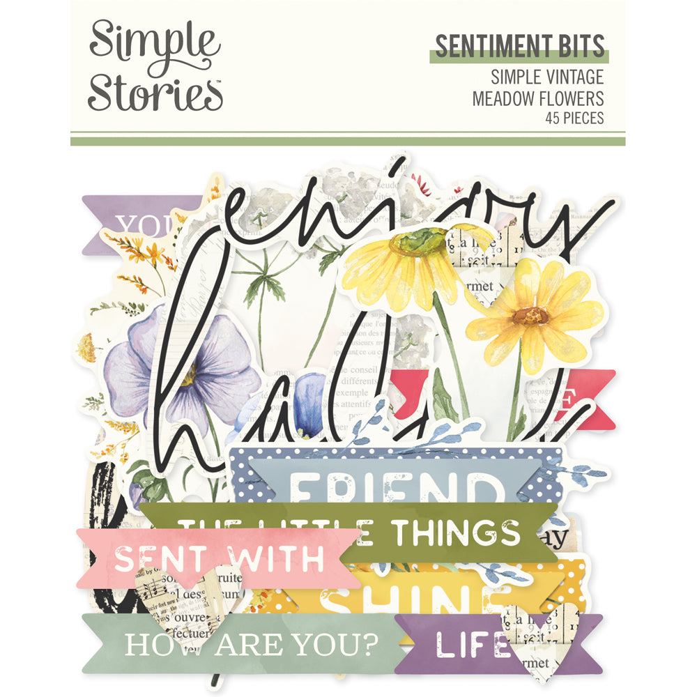 Simple Stories | Simple Vintage Meadow Flowers Collection | Sentiment Bits