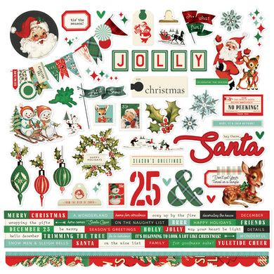 Simple Vintage Holly Jolly 12x12 Cardstock Stickers