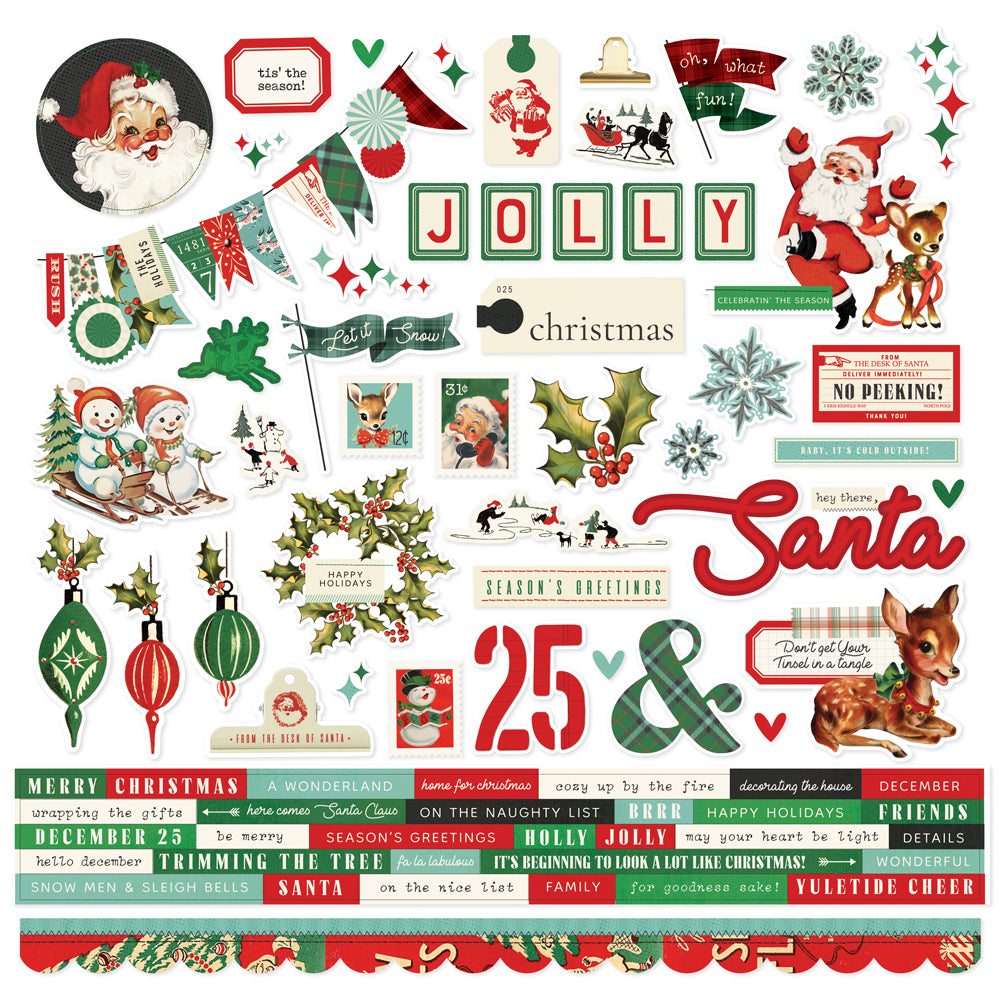 Simple Vintage Holly Jolly 12x12 Cardstock Stickers