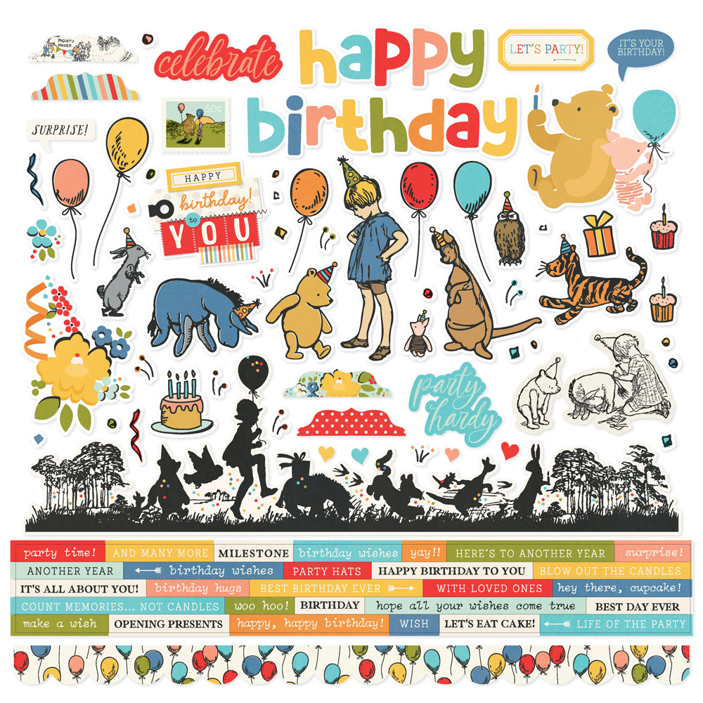 Simple Stories | Classic Pooh Birthday - 12x12 Cardstock Stickers
