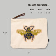 Load image into Gallery viewer, Ornate Floral Bee | Go Bag Canvas Zipper Pouch