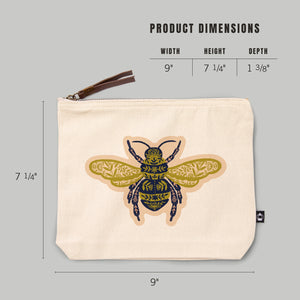 Ornate Floral Bee | Go Bag Canvas Zipper Pouch