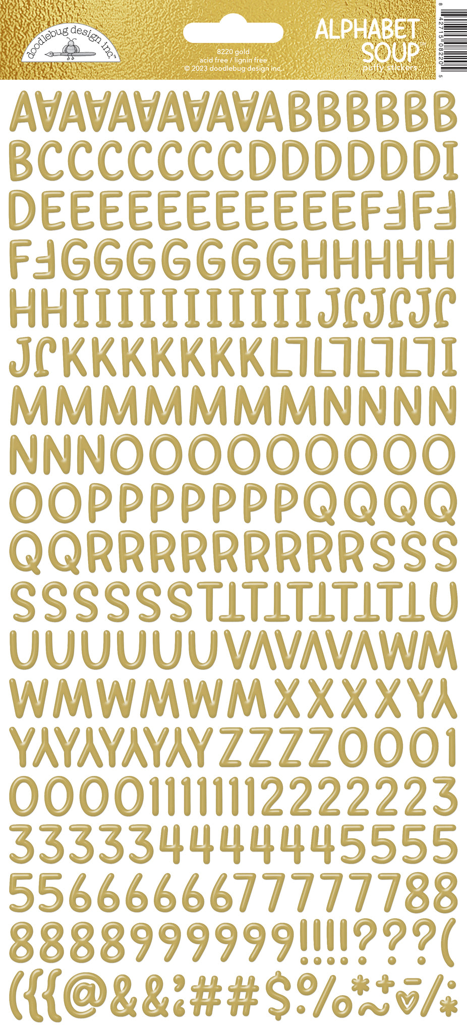 Gold Alphabet Soup Puffy Stickers
