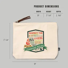 Load image into Gallery viewer, Camping Rules | Go Bag Canvas Zipper Pouch