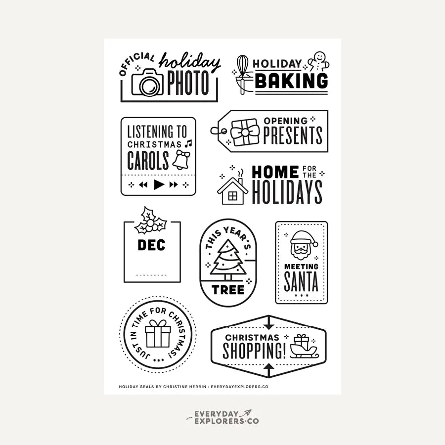 Everyday Explorers | Holiday Seals 4x6 Clear Stamp Set