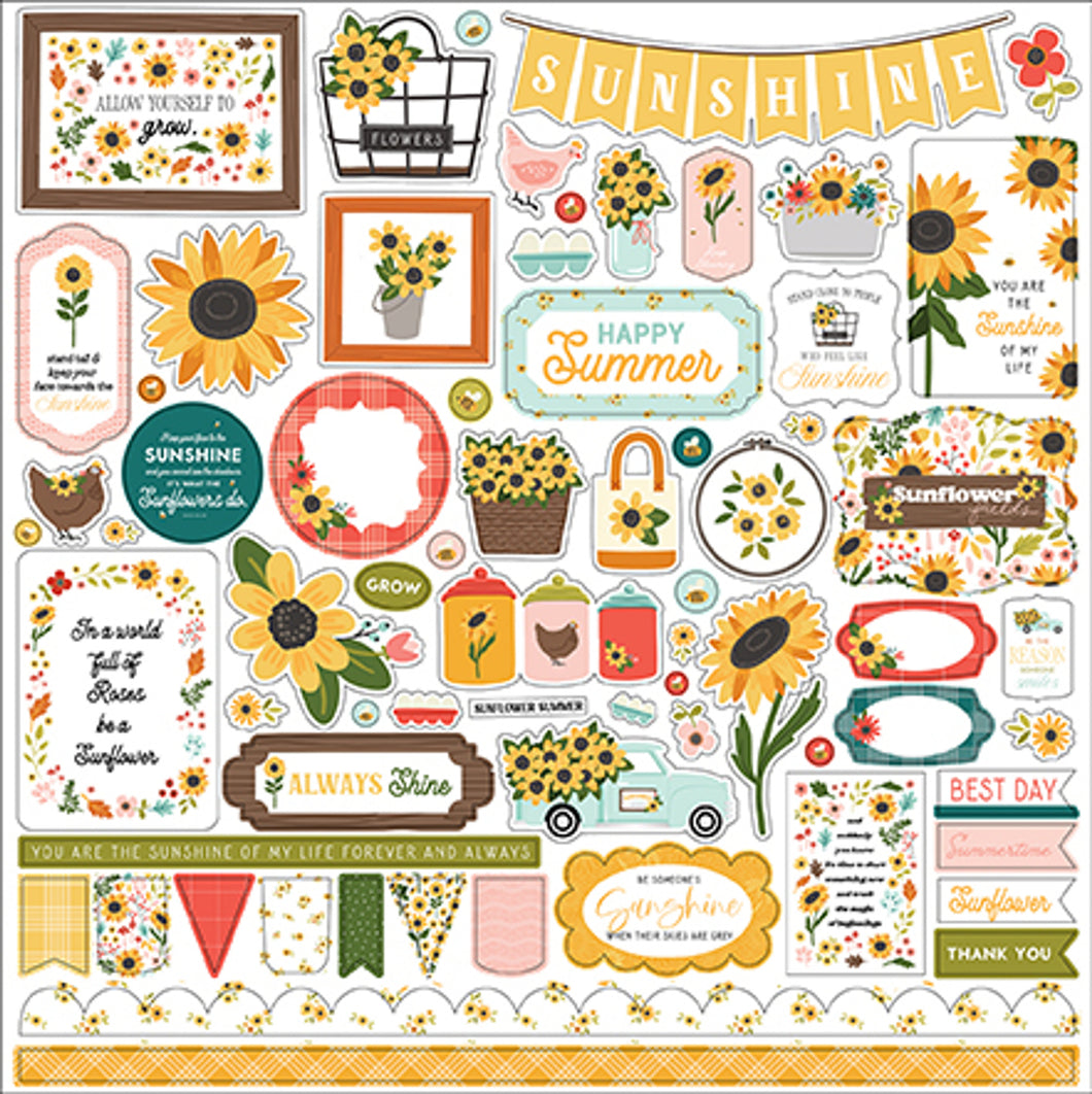 Sunflower Summer 12x12 Cardstock Sticker Sheet