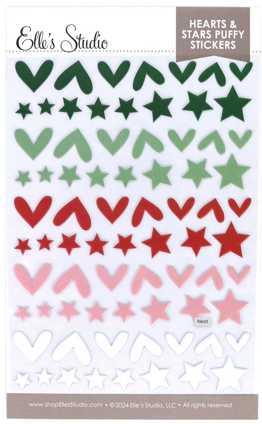 Elle's Studio | Christmas Hearts & Stars Puffy Stickers