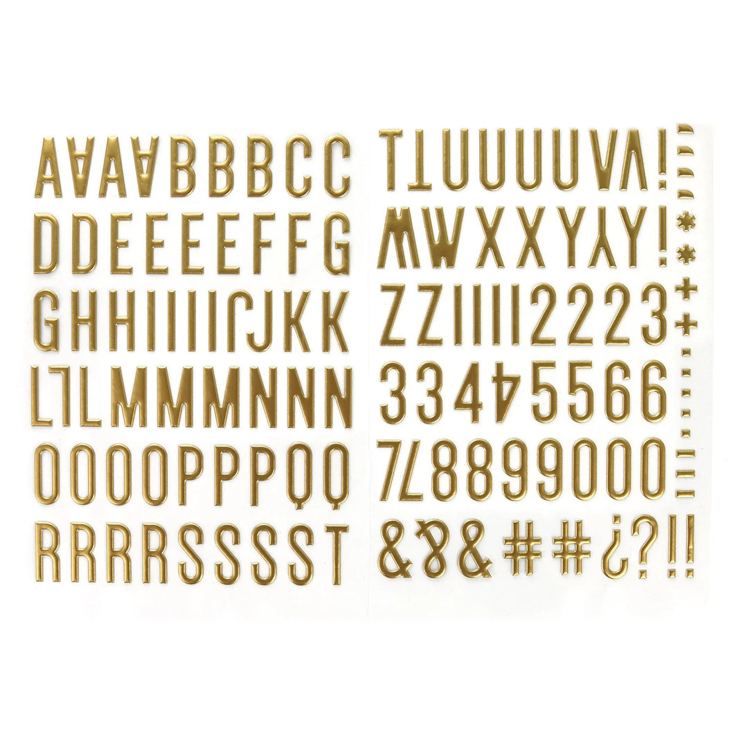 Large Matte Gold Puffy Alphabet Stickers