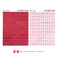Elle's Studio | Small Tile Cardstock Alphabet Stickers - Red and Light Pink