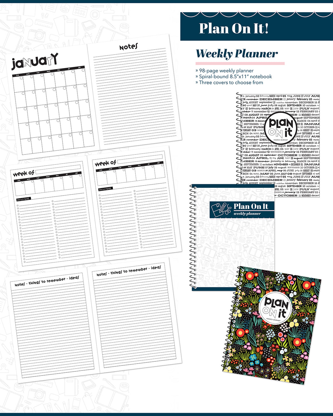 plan.on.it  Weekly Planner - Choose from one of 3 Cover Designs - New Design for 2026!