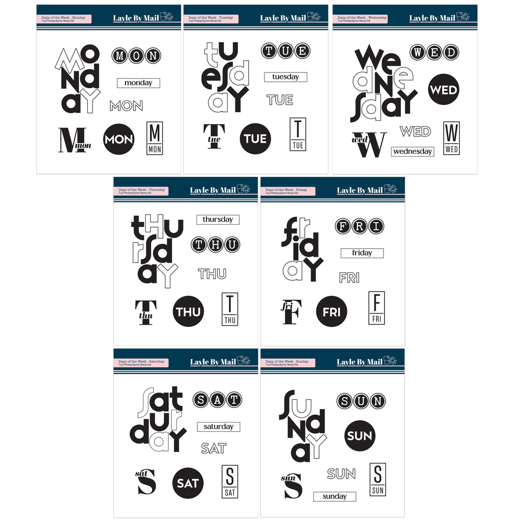 Days of the Week Stamp Sets - 7 Day Bundle – Layle By Mail