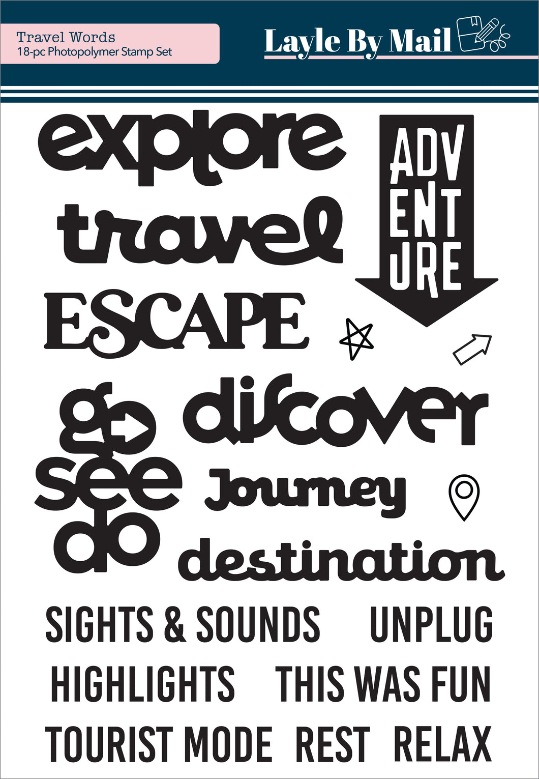 Travel Words - 6x8 Stamp Set