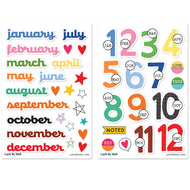 Layle By Mail | Word & Number Months 4x6 Sticker Bundle
