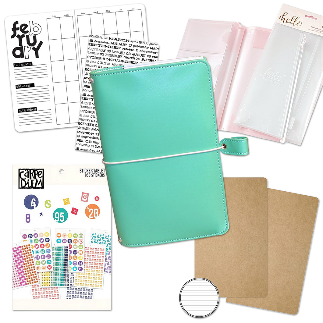 Traveler's Notebook Starter Kit - with Aqua Traveler's Notebook