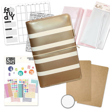 Load image into Gallery viewer, Traveler&#39;s Notebook Starter Kit - with Copper Stripe Traveler&#39;s Notebook