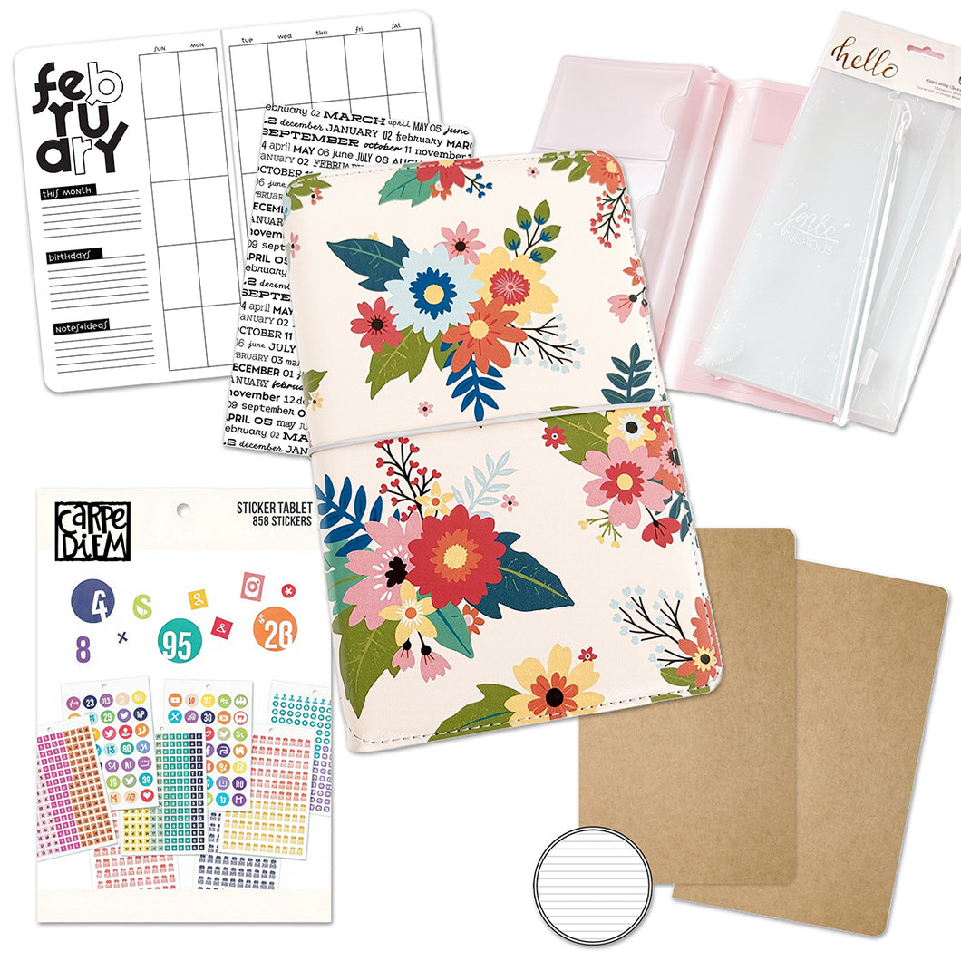 Traveler's Notebook Starter Kit - with Floral Garden Traveler's Notebook
