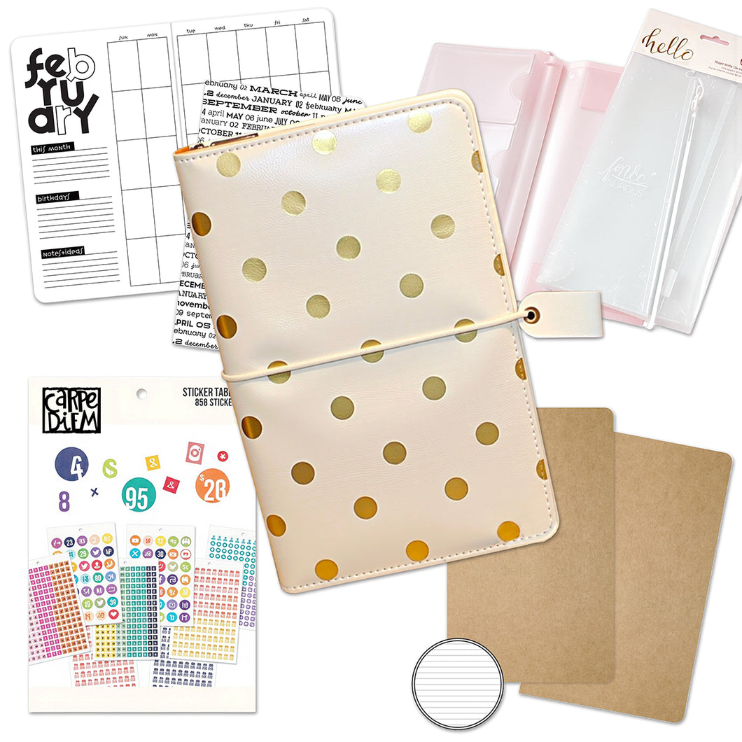 Traveler's Notebook Starter Kit - with Gold Dot Traveler's Notebook