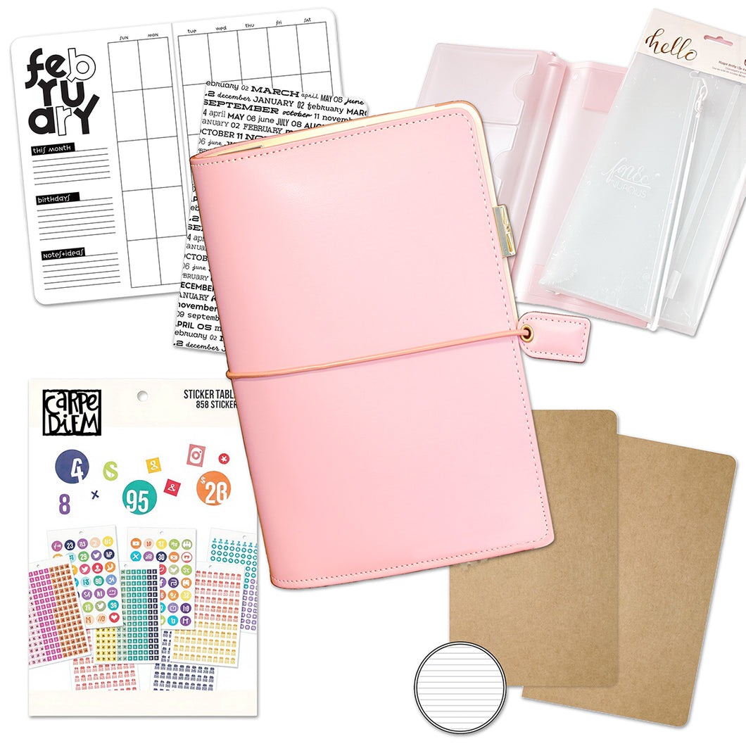 Traveler's Notebook Starter Kit - with Pink Traveler's Notebook