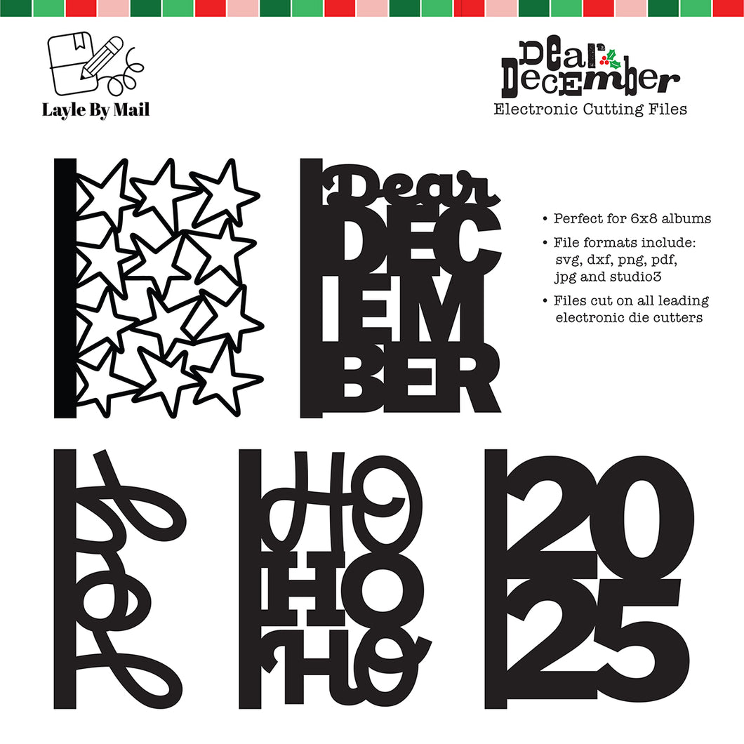 Digital Cut Files | Dear December - Set of (5) 6x8 Size Designs