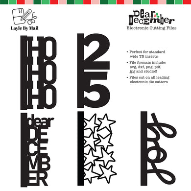 Digital Cut Files | Dear December - Set of (5) Traveler's Notebook Size Designs
