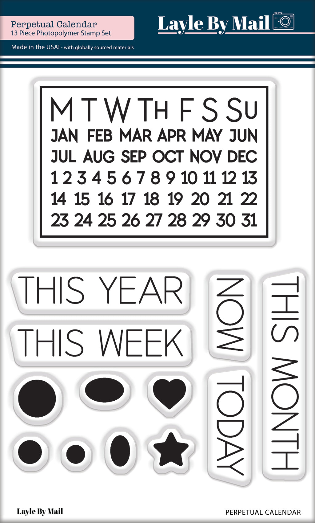 Calendar Clear Stamps, Clear Stamps With Acrylic Block , Bullet Journal  Stamps, Daily, Clear Stamps, Monthly Clear Stamp, Weekly Clear Stamp 
