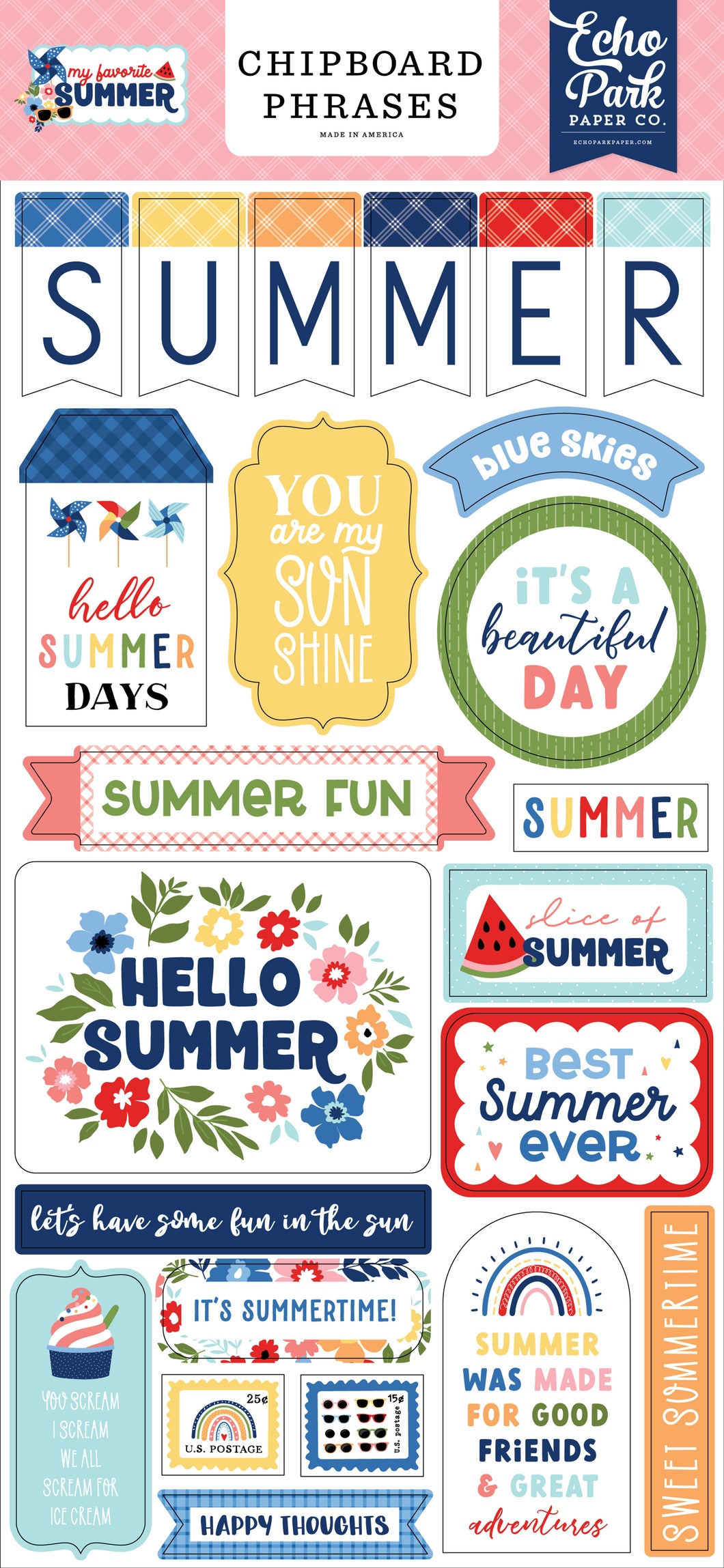 My Favorite Summer Chipboard Phrases