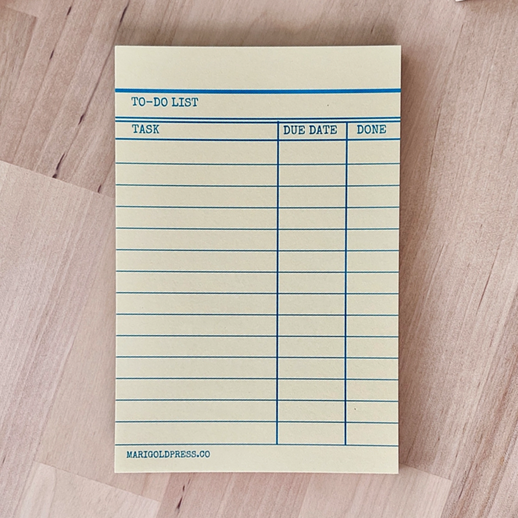 Library Card To Do List 4x6 Notepad