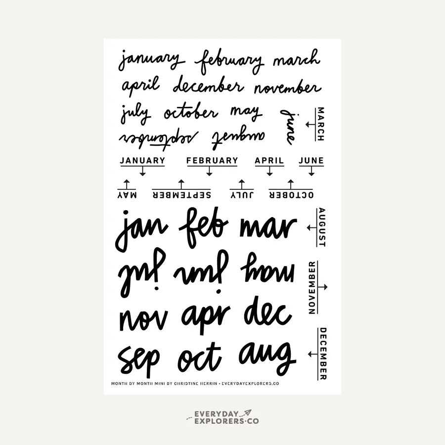 Everyday Explorers | Month by Month Mini 4x6 Clear Stamp Set