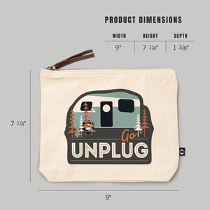 Go Unplug Retro Camper | Go Bag Canvas Zipper Pouch