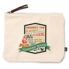 Load image into Gallery viewer, Camping Rules | Go Bag Canvas Zipper Pouch