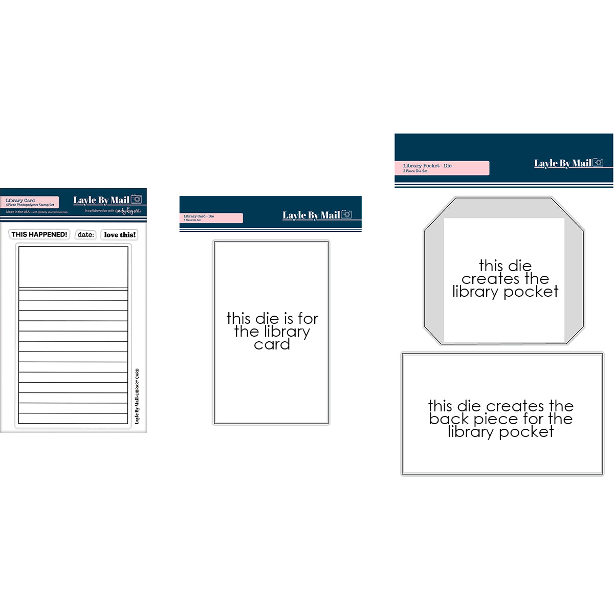 Library Card Stamp, Die & Library Pocket Dies Bundle Library Card Stamp, Die & Library Pocket Dies Bundle