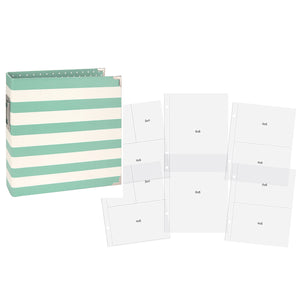 6x8 Robin's Egg Striped Designer Binder + Pocket Pages