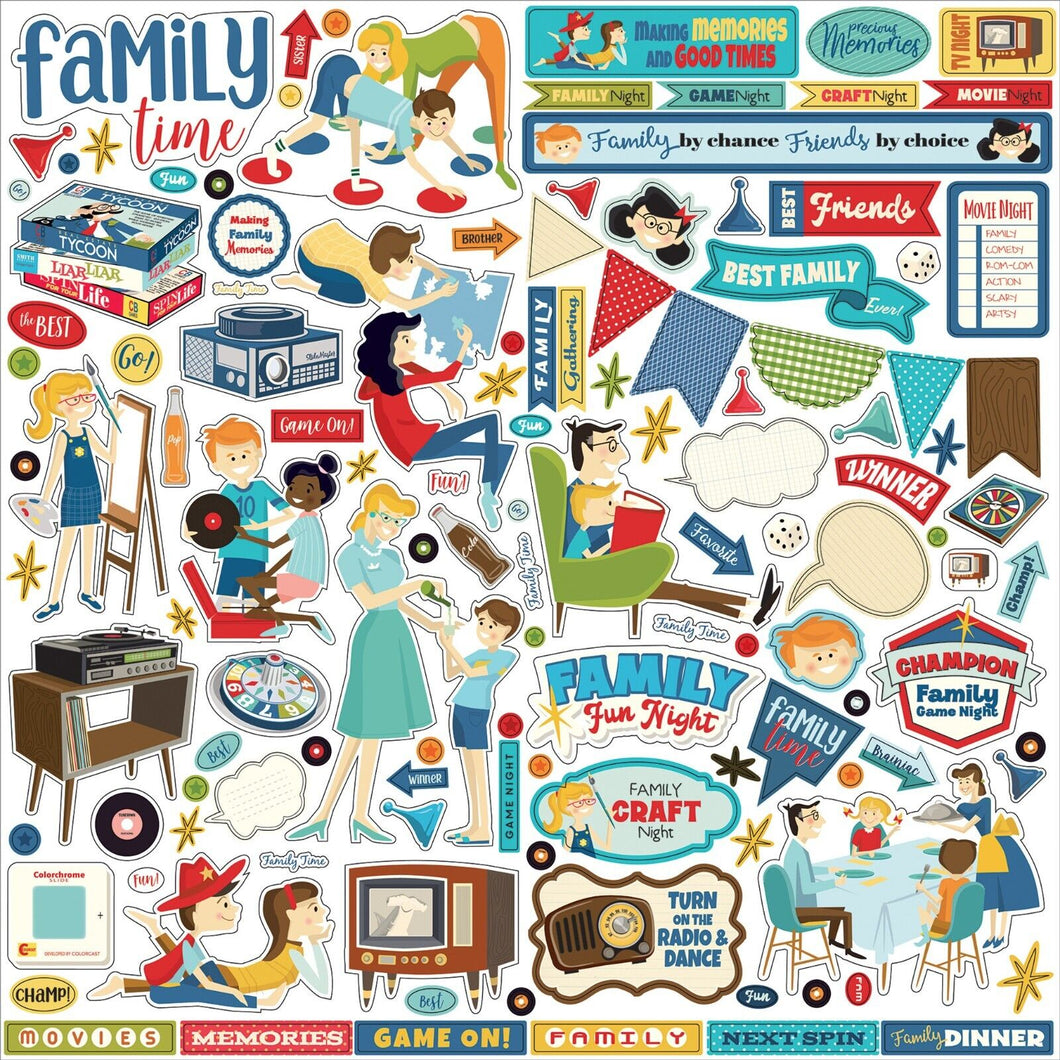 Family Night 12x12 Cardstock Stickers