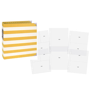 6x8 Yellow Striped Designer Binder + Pocket Pages