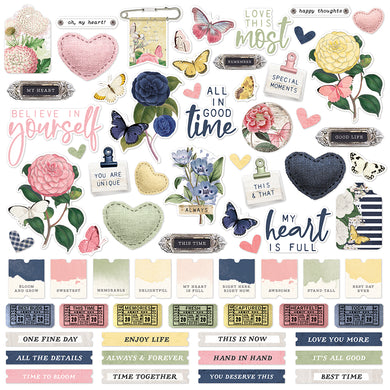 Simple Vintage Indigo Garden 12x12 Cardstock Stickers